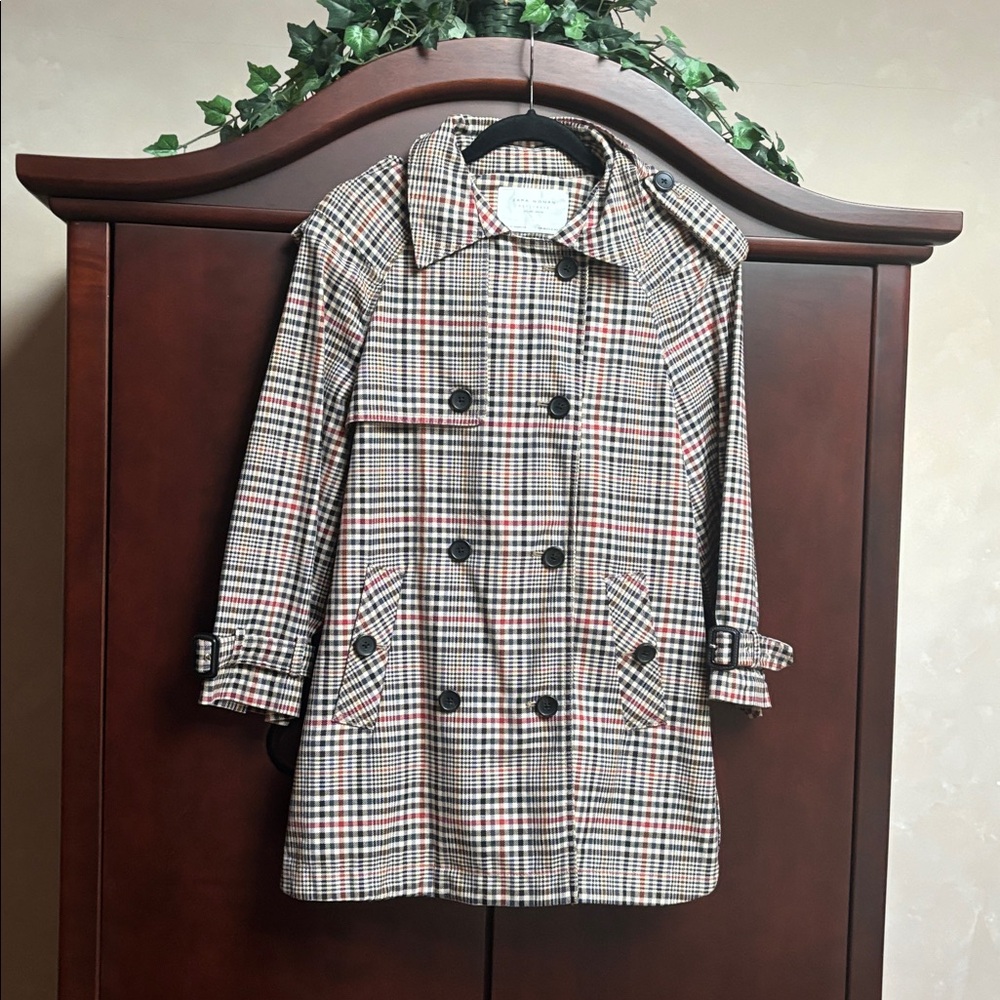 Plaid Hooded Trench Coat